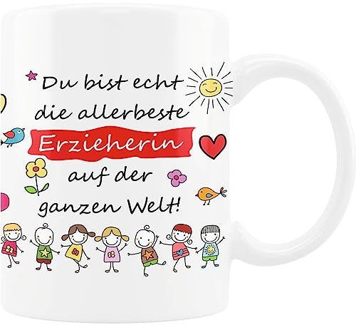 Tassensachen Tasse Tagesmutter Abschied - Du bist echt die allerbeste Erzieherin auf der ganzen Welt - Als Erzieherin Abschiedsgeschenk - Kaffeetasse ca. 330 ml