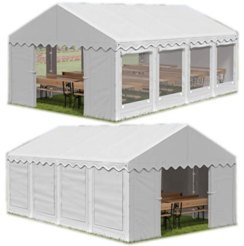 Das Company Tenda per Feste Bianco 5x8m Con Persiane e Zanzariere Impermeabile 240 g/m2 PE Telone Costruzione Summer - Tende da Esterno, Tenda da Esterno Impermeabile, Tenda Giardino Esterno - Tendone