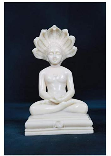 Sri Krishna Culture Big Parasvanath Murti-Weiß, Höhe 17,8 cm, Gott Idols/Statue/Figuirnes, Material: Polyresin & Marmor, hergestellt in Indien