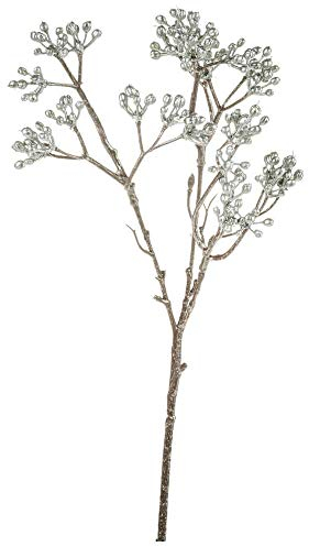 matches21 Beerenzweig Dekozweig künstlich Deko Zweig Kunstzweig Silberne Beeren für Gestecke Weihnachten 1 STK 41 cm