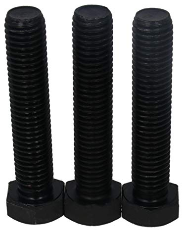 MroMax Lot de 3 boulons hexagonaux M14 x 70 mm en acier au carbone antirouille entièrement filetés Noir