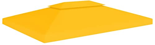 vidaXL Toile de Toit de Belvédère 2 Niveaux Auvent de Remplacement Toile de Toit de Chapiteau Dessus de Belvédère 310 g/m² 4x3 m Jaune