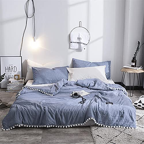 Blatt Tagesdecke Bettüberwurf Gesteppt, Chickw1 Seersucker Einfarbig Tagesdecke Schlafzimmer Steppdecke Decke Überwurf Wohnzimmer Sofaüberwurf für Einzelbett (Blau,180x200cm)