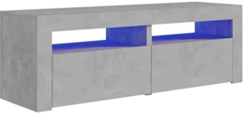 vidaXL TV Schrank mit LED-Leuchten Lowboard Fernsehschrank Fernsehtisch Sideboard HiFi-Schrank TV Möbel Tisch Board Betongrau 120x35x40cm