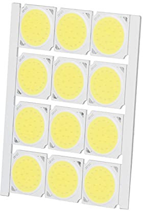 Haofy COB Integrierter LED-Lichtchip, 12Pcs COB-Lichtquelle Hochleistungs-runder LED-Chip 12W 36-41V 1080LM für DIY-Innenbeleuchtung (Weiß)(Weißes Licht)