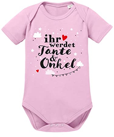 clothinx Ihr werdet Tante und Onkel Body mit Spruch - Geschenk Schwangerschaft & Geburt - Baby Body Bio Baumwolle - supersüßes Überraschungsgeschenk für die werdende Tante & den werdenden Onkel