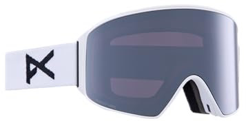 Anon M4 Zylindrische Schneebrille + Bonuslinse + MFI®-Gesichtsmaske - Niedrige Brückenpassform (Rahmen: weiß, Linse: Perceive Sunny Onyx, Ersatzlinse: Perceive Variable Violett)