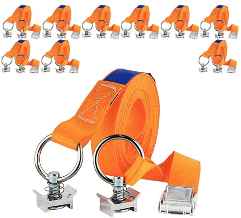 Safetytex Klemmschlossgurt 250kg mit Singlefitting - Spanngurt 5m x 25mm für Airlineschiene - Ratschengurt Zurrschiene - Zurrgurt 2-teilig - Sicherer Transport (10 Stück)