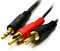World of Data CDL Micro Câble jack 3,5 mm vers 2 RCA Plaqué or 24 carats Audio stéréo mâle vers mâle 20 m