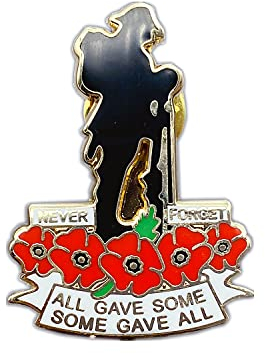 Broche « Never Forget » en émail avec coquelicot rouge - Souvenir de la journée des vétérans - Décoration de cadeau, Métal