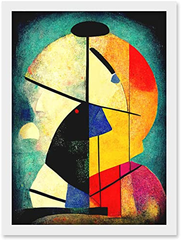 Doppelganger33 LTD Colourful Kandinsky Inspired Abstract Painting Artwork Framed Wall Art Print A4