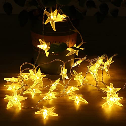 KINGCOO Starfish String Lights, 3M 20Led Warm White Starfish Copper Wire Fairy Decorative Lights Battery Powered for Summer Garden Landscape Wedding Party Christmas Lighting Decoration
