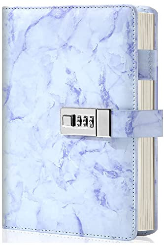 Dzhzal Diary with Lock for Girls Boys and Women Lockable Leather Journal with Combination Lock Refillable Lined Paper Locking Diaries A5