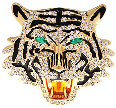 Broche en forme de tête de tigre en strass pour homme, épinglettes de revers en forme de tête de lion, loup, manteau, broche vintage, épingle à nourrice, accessoire de costume pour homme, Métal