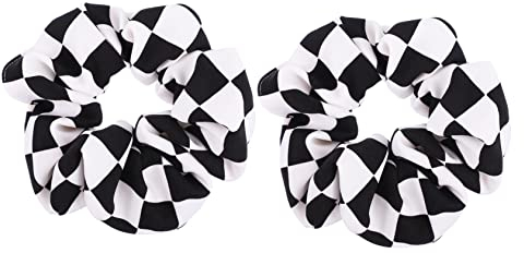 Abaodam 2 Stk Schwarz-weiß Kariertes Haarseil Schwarzes Elastisches Haar Haargummis Elastisch Pferdeschwanz-haarseile Gingham-haargummi Haarband Krauses Haar Südkorea Plaid Mädchen Chiffon