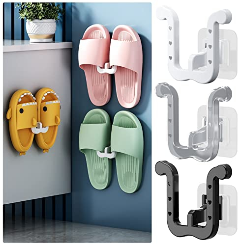 papasgix 6/12PCS Badezimmer Hausschuh-Regal, Multifunktional Schuhregal Wand Hänge ohne Bohren, Selbstklebender Faltbares Schuhregal für Tür Schrank Badezimmer Küche(Transparent,12PCS)