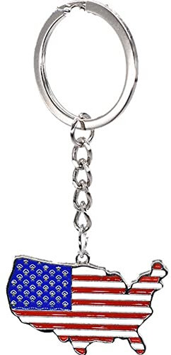 Hrippy USA Independence Day USA Drapeau Porte-clés Géométrique en Métal Porte-clés Personnalisé en Alliage De Zinc Porte-clés Pendentif pour Clé De Voiture