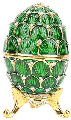 MOUMOUTEN Organizer-Schmuckkästchen, Schmuckaufbewahrung, Emailliertes Osterei, Vintage-Stil, Dekoration, Kunsthandwerk, Geschenk Für Ihre Freunde, Handbemaltes Fabergé-Ei, Diamant-Sammlerstück(Grün)