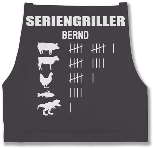 Schürze - Grillschürze - Seriengriller mit Name Lustiges Geschenk Grillen Grillgeschenk - 85x69 - Anthrazit - grill schürzen männer personalisierte bäcker lustige grillgeschenke zum backen,