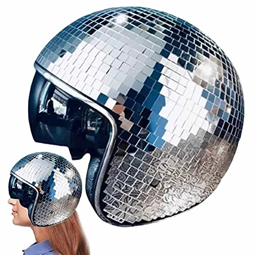 Yulokdwi Discokugel Hüte,Disco Ball Helmet,Disco Helme Mit Einziehbarem Visier, Glitzer Spiegel Glas Discokugel Hut Helm, Glitzer Spiegel Glas Discokugel Hut Helm Für Damen Herren Dj Club Bühne