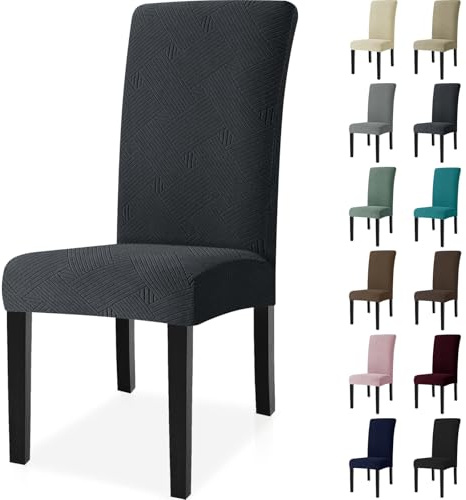 Ystyle Universal Stretch Stuhlhussen 2er Set, Grau | Stuhlbezug Elastisch Abnehmbarer, Hussen Für Stühle Waschbarer, Stuhlbezüge Chair Cover für Hotel Bankett Küche Restaurant