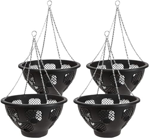 Trendi® Easy Filling Hanging Baskets/Planters Black 14/ Indoor Outdoor Garden Porch Decoration With Chain 46cm (4)