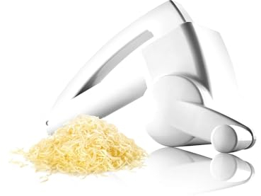 Râpe manuelle avec manivelle idéale pour fromage, chocolat et légumes – Structure en plastique résistant, lame en acier inoxydable, lavable au lave-vaisselle, ambidextre, 17 x 13 x 9 cm