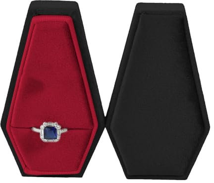 KieTeiiK Gothic Sargförmige Schmuckschatulle Stilvolle Samt Ringe Box Halloween Schmuck Organizer Dekorationen Für Frauen Und Mädchen Sarg Box
