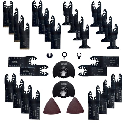 50 PCS lame outil multifonction Accessoires Kit, lame de scie oscillante pour métal bois plastique outil multitool accessoires pour Dremel Dewalt Parkside Fein Bosch Makita Milwaukee Einhel