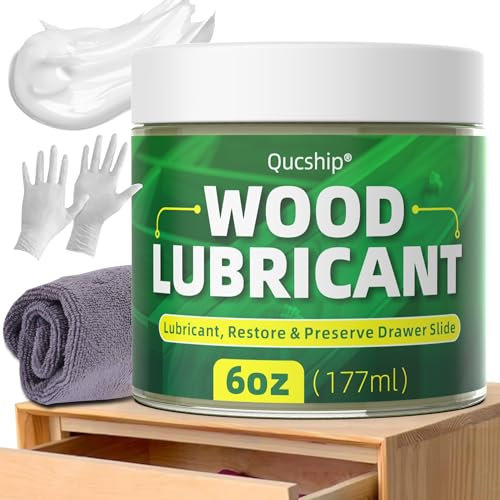 Qucship 6oz Wood Lubricant & Wax - Sliding Drawer & Door Hinge Lubricant, Paste Wax for Wood, Loosen Drawer Slide, Protect Wooden Surfaces - 6 ounces