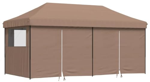 vidaXL Tienda de Fiesta Plegable Pop-Up con 4 Paredes Laterales marrón, Tienda, Tienda de jardín, cenador de Camping, toldo cenador, cenador toldo