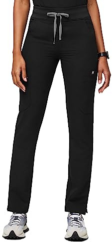 FIGS YOLA High Waisted Skinny Scrub Pants for Women — 11 Pockets, 4-Way Stretch, Yoga Waistband