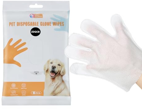 ZDQCB Pet wipes for dogs and cats, cat wipes dog wipes cleaning deodorizing hypoallergenic cat wipes cleaning fur and butt pet grooming gloves for Dogs,Cat Cleaning Wipes -6 pcs