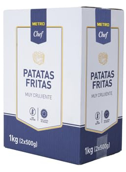 Patatas Fritas Metro Chef - 100% Naturales, Muy Crujientes, Calidad Artesanal, 1kg (2x500g) (1 CAJA)
