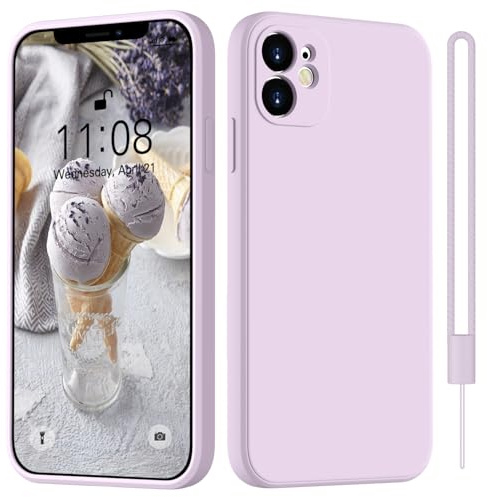 HGH für iPhone 12 Mini Hülle Silikon mit Lanyard, Lila | Handyhülle für iPhone 12 Mini Case Ultra Dünne Rundumschutz mit Weichem Microfiber-Innenfutter Kratzfest Schutzhülle