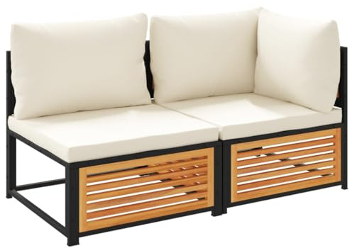 vidaXL Gartensofa mit Kissen 2-Sitzer Massivholz Akazie
