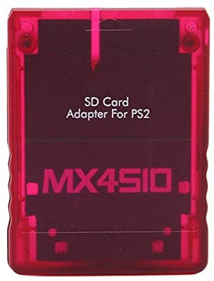 MX4SIO SIO2SD SD Card Adapter for PS2, Memory Card Reader Expansion for PS2 Console Replacement SD Card Reader Adapter, TF Adapter for PS2 (Transparent Red)