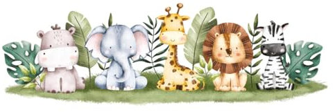 A.S. Création Fototapete Little Zoo 3,75 m x 2,50 m - WALLLOVE Tapete Kinderzimmer mit Tieren in Bunt inkl. Kleister - DD129602