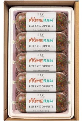 RAW DIRECT Prime Raw Frozen BARF Dog Food – 454g Rolls | 20 or 30 Rolls Pack | Premium Natural Barf Diet | High-Protein, Grain-Free & Nutrient-Rich (30, Beef & Veg)