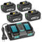 4 Stück 5.5Ah Akku und 2 Ports Ladegerät für Makita LXT, ASUNCELL 18V DC18RC Schnellladegerät Set Kompatibel mit Allen Makita 14.4V-18V Li-Ionen Akkus BL1815 BL1830 BL1850 BL1430