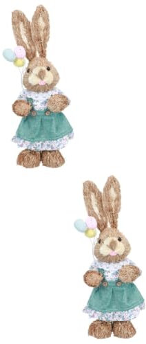 PRETYZOOM 2 Piezas Conejo de Peluches Peluche de Fresa Muñeca Pascua de Resurrección Juguete Conejos Pascua Conejos de Pascua Foam Adorno Tejido de Adorno de Conejo algodón Blue