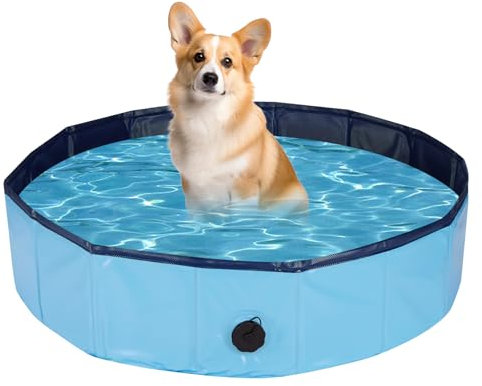 Rinling Piscine pour chien - 80 x 20 cm - Pliable - Antidérapante - Bleu - Taille S