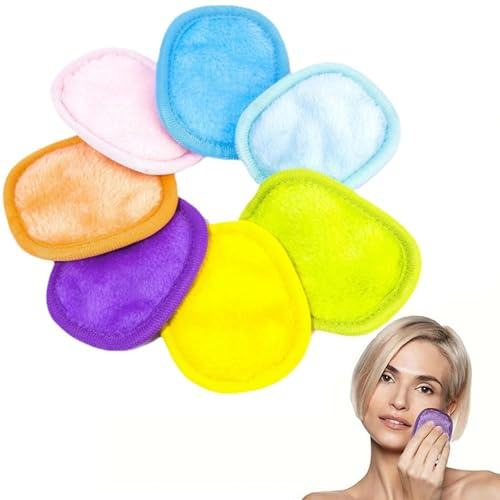 Yesimola 7 Stück Flanell Abschminkpads Waschbar- Colour Edition,Wiederverwendbare Abschminkpads aus Mikrofaser,Weich Abschminkpads,für die Gesichtsreinigung und Hautpflege Für Alle Hauttypen Geeignet