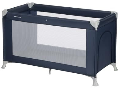 Bebeconfort Sweet Dreams, Baby Reisebett, 0–3 Jahre (0–15 kg), Reisebett leicht für Babys, Große gepolsterte Matratze, Seitenfenster, Einfach Kompakt Klappbar, Mit Reisetasche, Navy Blue
