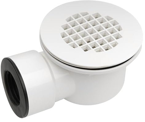 2-Inch Side Outlet Low Profile Shower Drain, PVC Shower Drain with Perforated Strainer, PVC 2''Side Outlet Drain Assembly