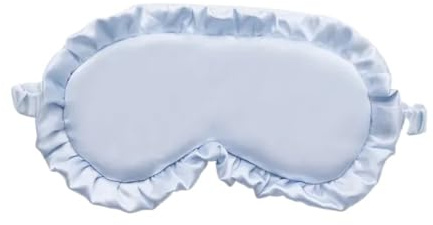 Cmis Kbei Seidenaugenmaske mit Rüschen zum Schlafen, Augenabdeckung zum Schlafen, mehrfarbige Augenpads für besseren Schlaf für Damen und Herren (Blau)