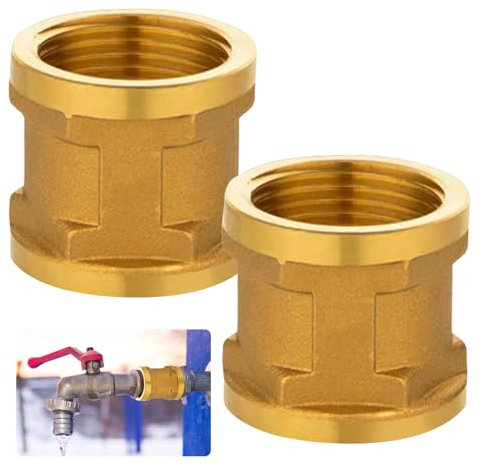 Manguito de latón de 1 pulgada, 2 piezas de conexión de rosca interior, G1 pulgadas IGxIG, DN25 doble manguito, manguito de conexión de latón, manguito roscado de latón, para calefacción central