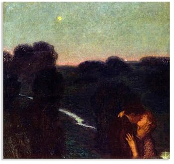 Hau3sh3a Franz von Stuck kunstdruck Abendstern Poster Berühmte Gemälde Reproduktion auf Leinwand Wandkunst Bilder für Heimdekoration50x50cm(20x20in) Rahmenlos