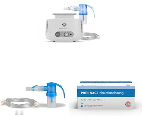 Bundle aus PARI Boy Classic, Inhalationsgerät Zur Behandlung von Atemwegserkrankungen + PARI BOY Classic Year Pack + PARI Kochsalzlösung zum Inhalieren – 60 Ampullen á 2,5ml NaCl 0,9 Lösung
