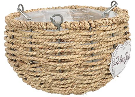 VICASKY 1Pc Round Woven Flowerpot Pendant Decorative Home Hanging Basket for Balcony Garden for Windowsills Decks and Rooms Charming for Plant Lovers